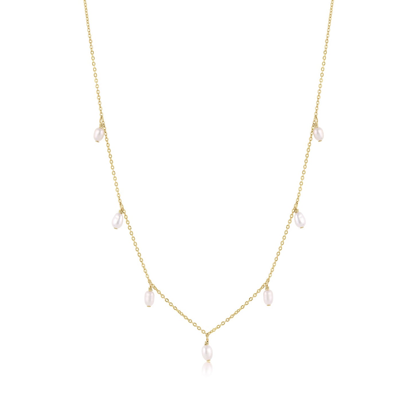 Freshwater Pearls Cable Chain Necklace 14k Gold Filled or Sterling Silver Meri Necklace