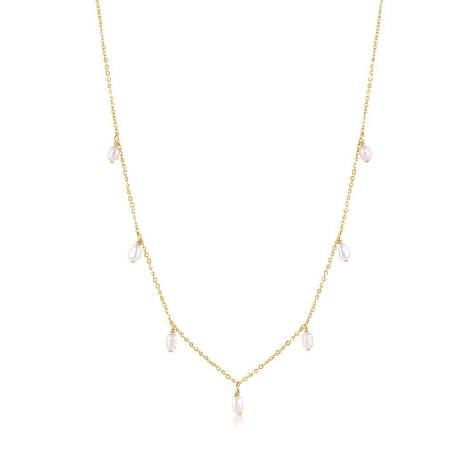 Freshwater Pearls Cable Chain Necklace 14k Gold Filled or Sterling Silver Meri Necklace