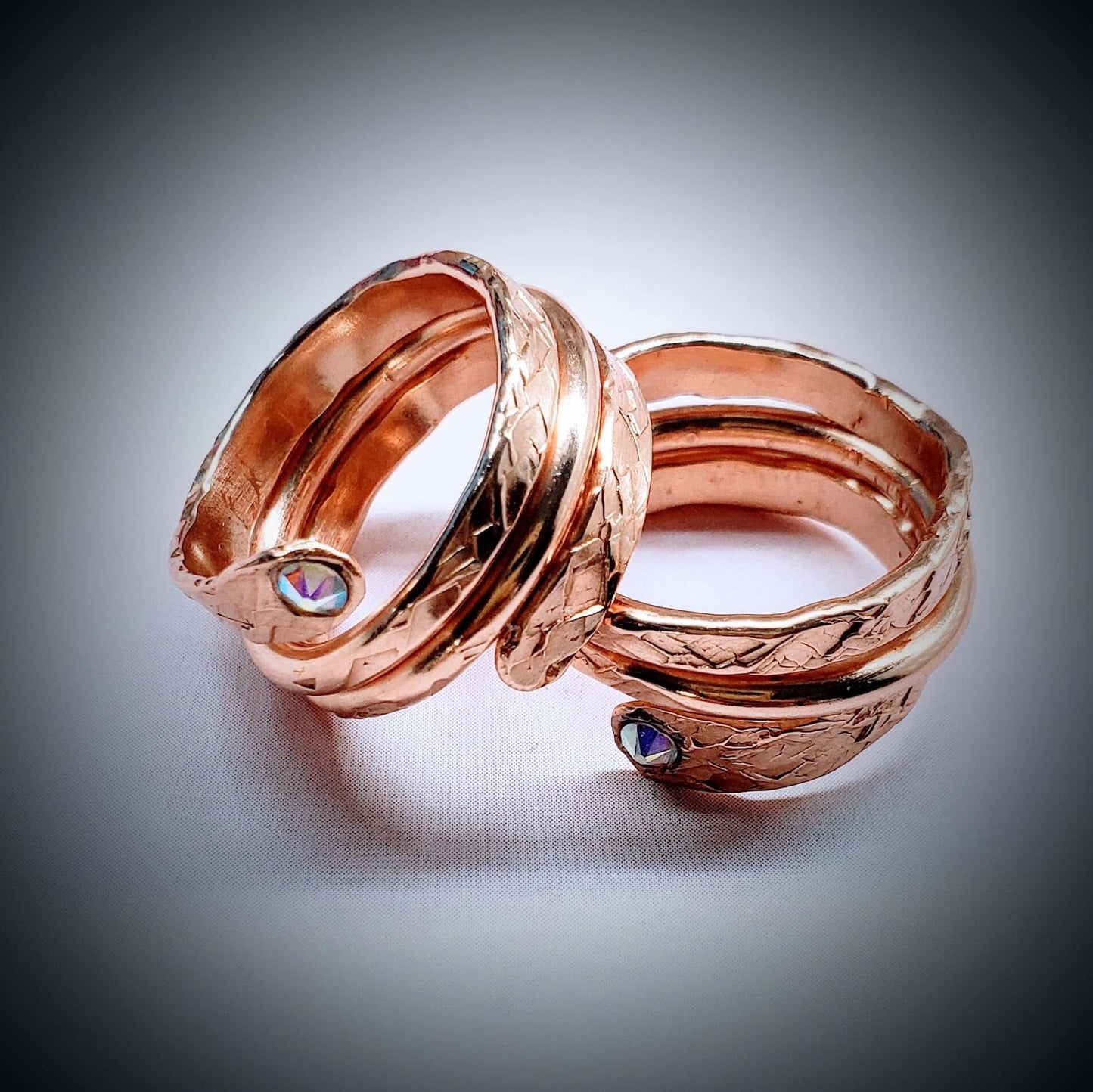 Copper Crystal Embedded Wrap Ring Stackable Brides Mag Alexa Martha