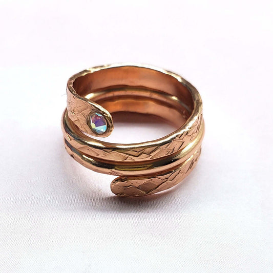 Copper Crystal Embedded Wrap Ring Stackable Brides Mag Alexa Martha