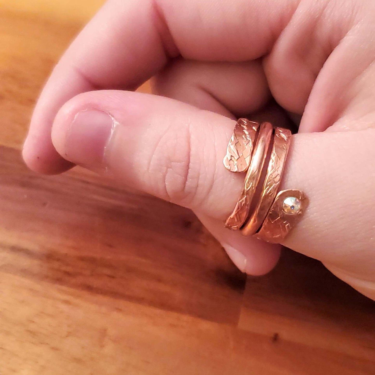 Copper Crystal Embedded Wrap Ring Stackable Brides Mag Alexa Martha