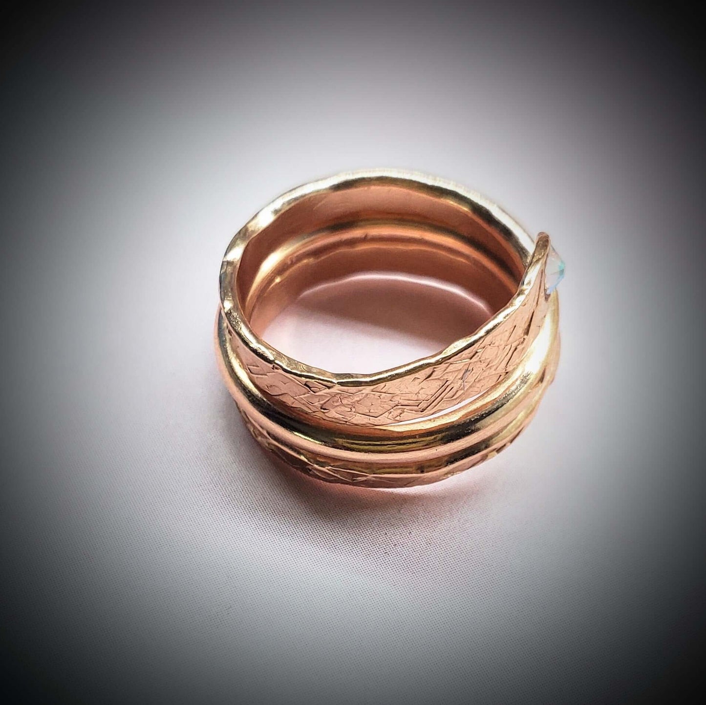 Copper Crystal Embedded Wrap Ring Stackable Brides Mag Alexa Martha
