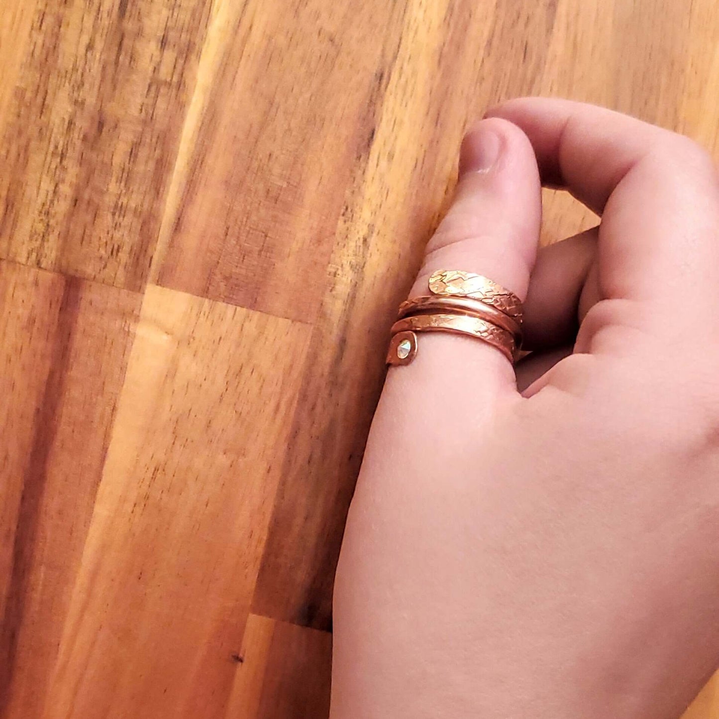 Copper Crystal Embedded Wrap Ring Stackable Brides Mag Alexa Martha