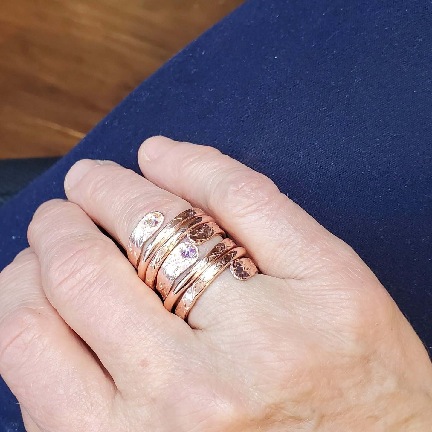 Copper Crystal Embedded Wrap Ring Stackable Brides Mag Alexa Martha