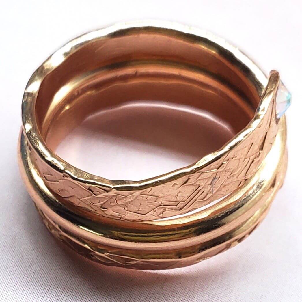 Copper Crystal Embedded Wrap Ring Stackable Brides Mag Alexa Martha