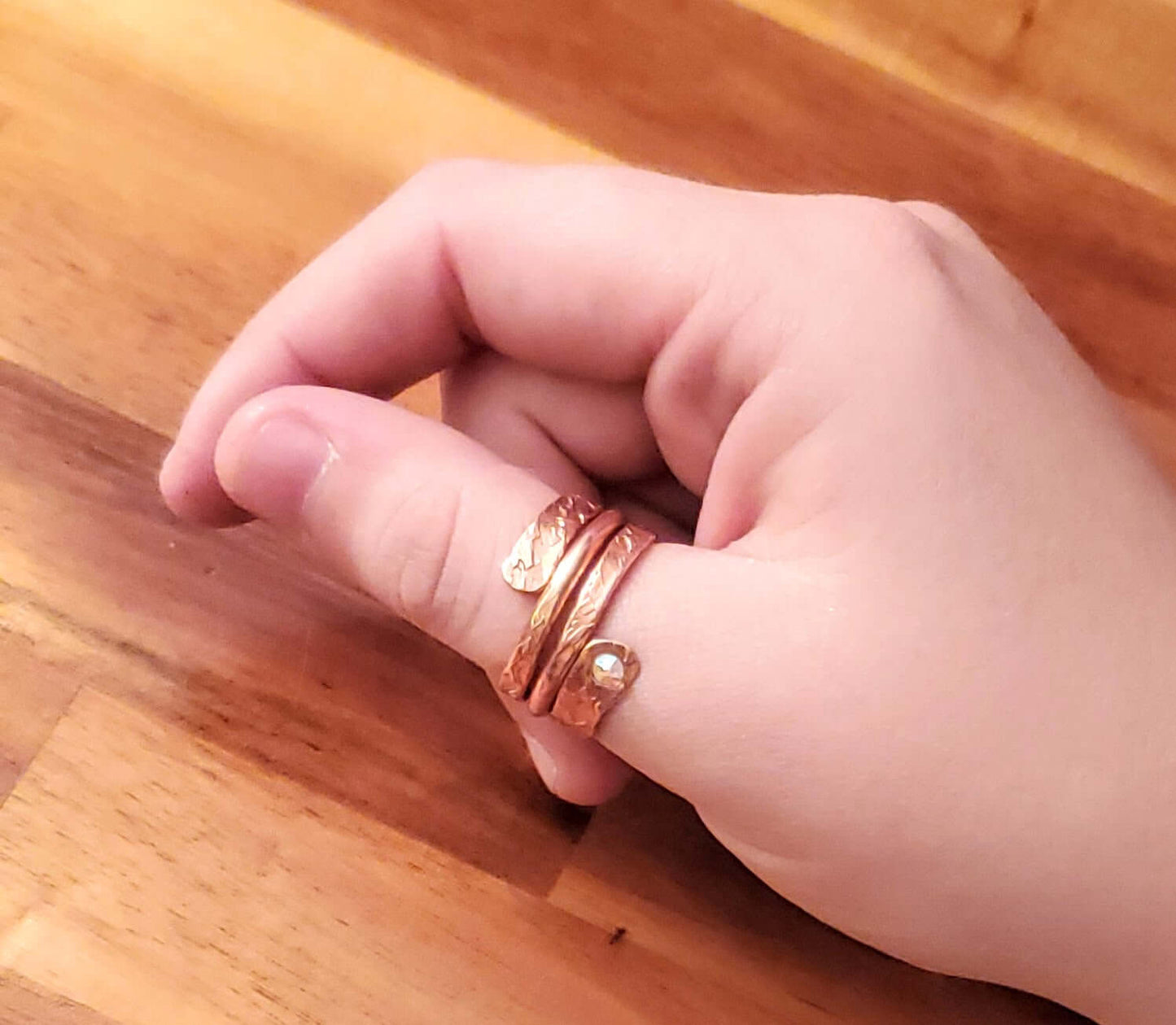Copper Crystal Embedded Wrap Ring Stackable Brides Mag Alexa Martha