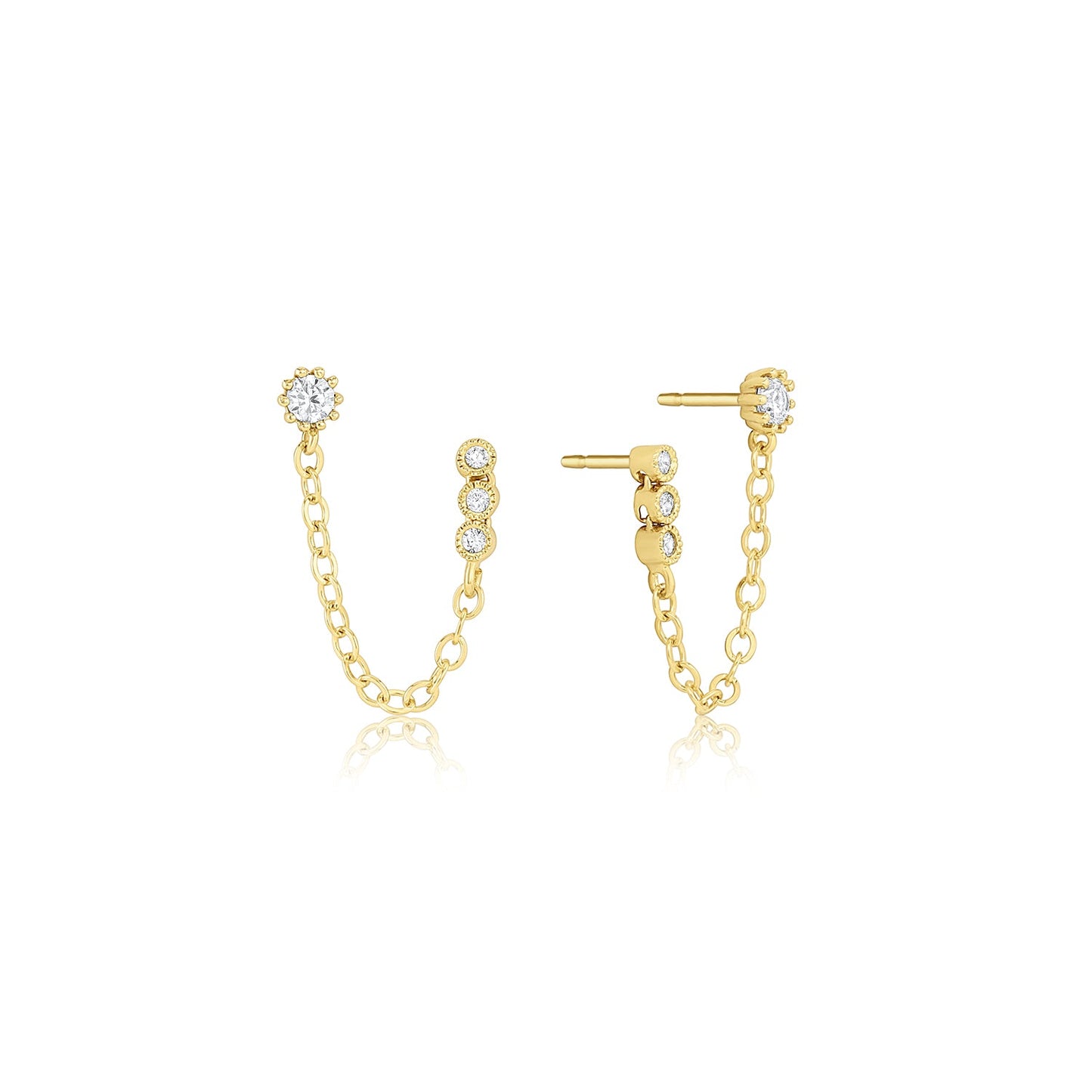 Vermeil Cubic Zirconia Maven Earrings with 14k Gold Filled Chain