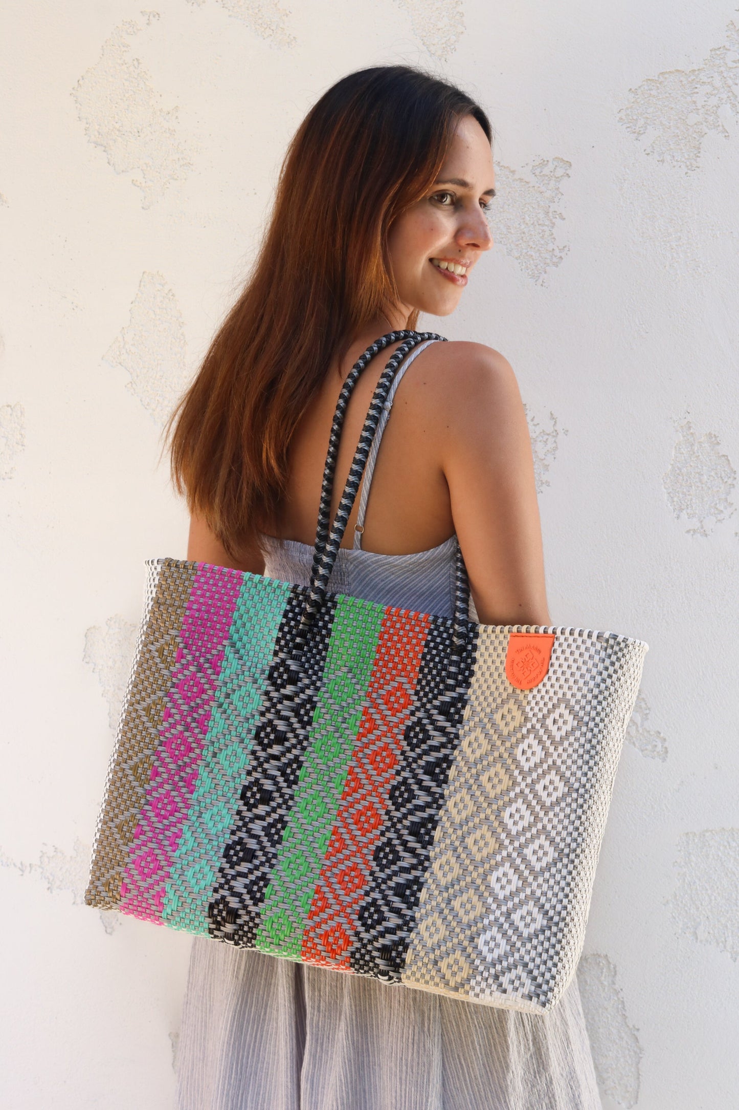 Maya Woven Super Tote Water-Resistant Tote Bag Tin Marin
