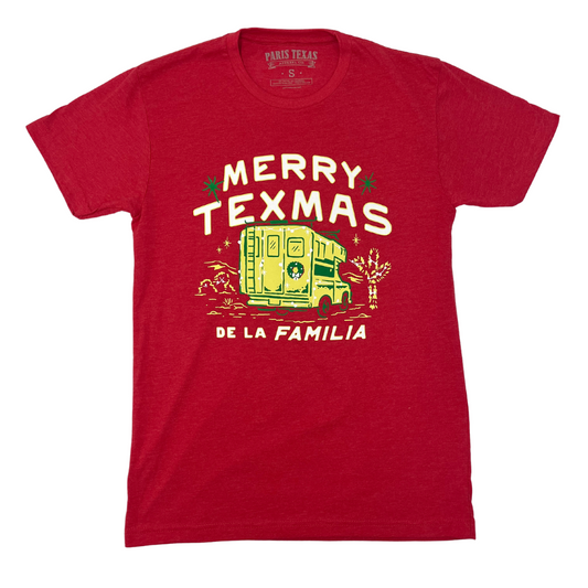 Red Crew Cut T-Shirt Merry Texmas de la Familia Paris Texas Apparel Co