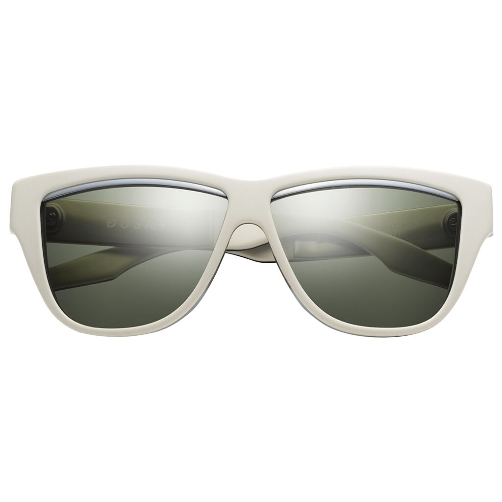 Dusky Polished Ivory Brushed Aluminum Green Grey Lens Sunglasses