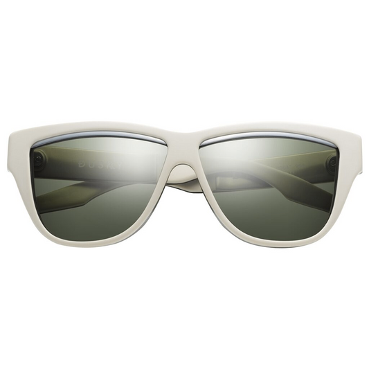 Dusky Polished Ivory Brushed Aluminum Green Grey Lens Sunglasses