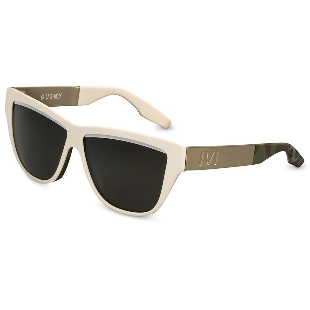 Dusky Polished Ivory Brushed Aluminum Green Grey Lens Sunglasses