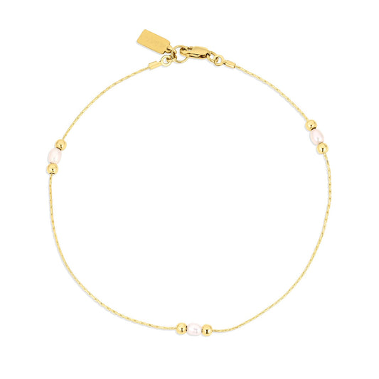 Michelle Anklet 14k Gold Filled Cordette Chain with Freshwater Rice Pearls