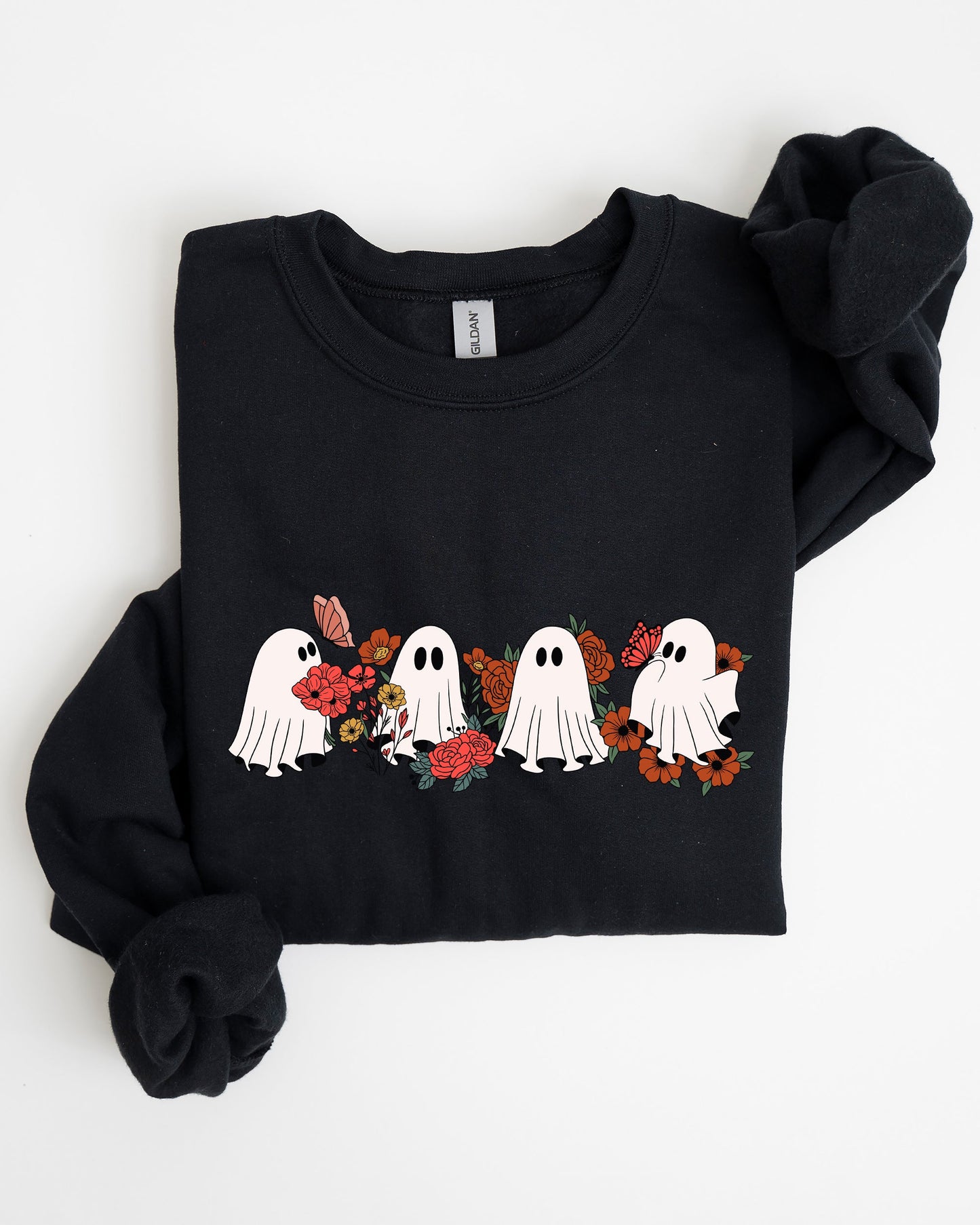 Mini Halloween Ghosts, Cute, Floral, Flowers, Autumn, Fall Sweatshirt
