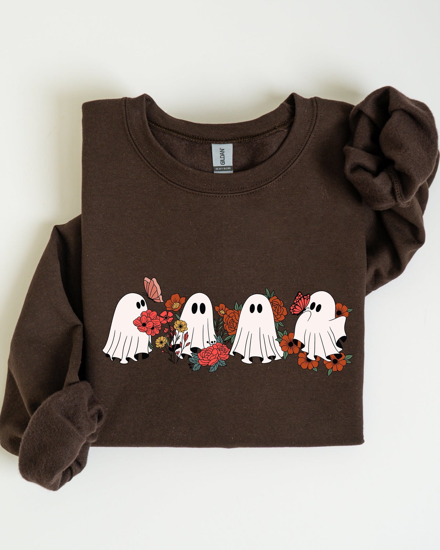 Mini Halloween Ghosts, Cute, Floral, Flowers, Autumn, Fall Sweatshirt
