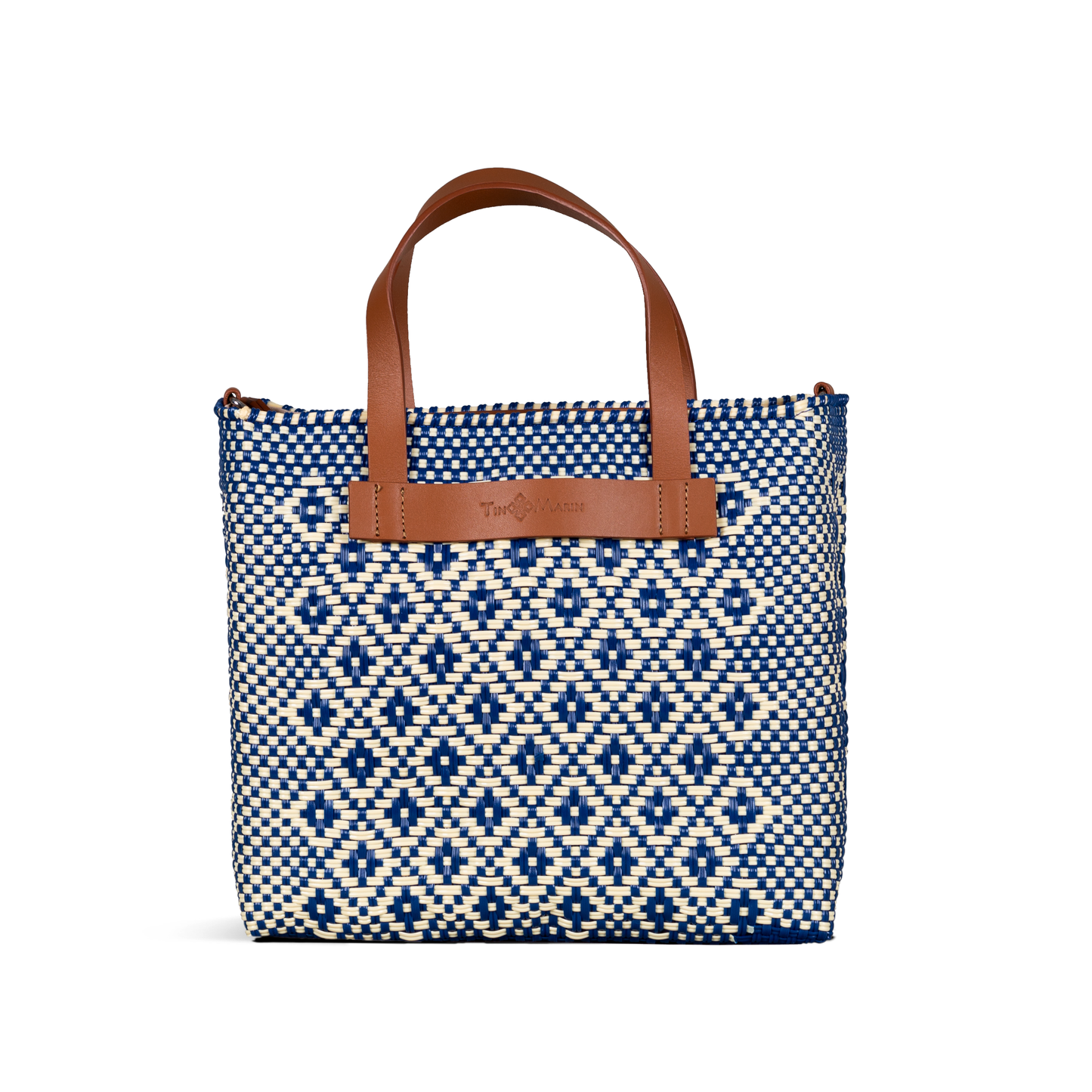 Large Tan Leather Woven Crossbody Bag Mixte