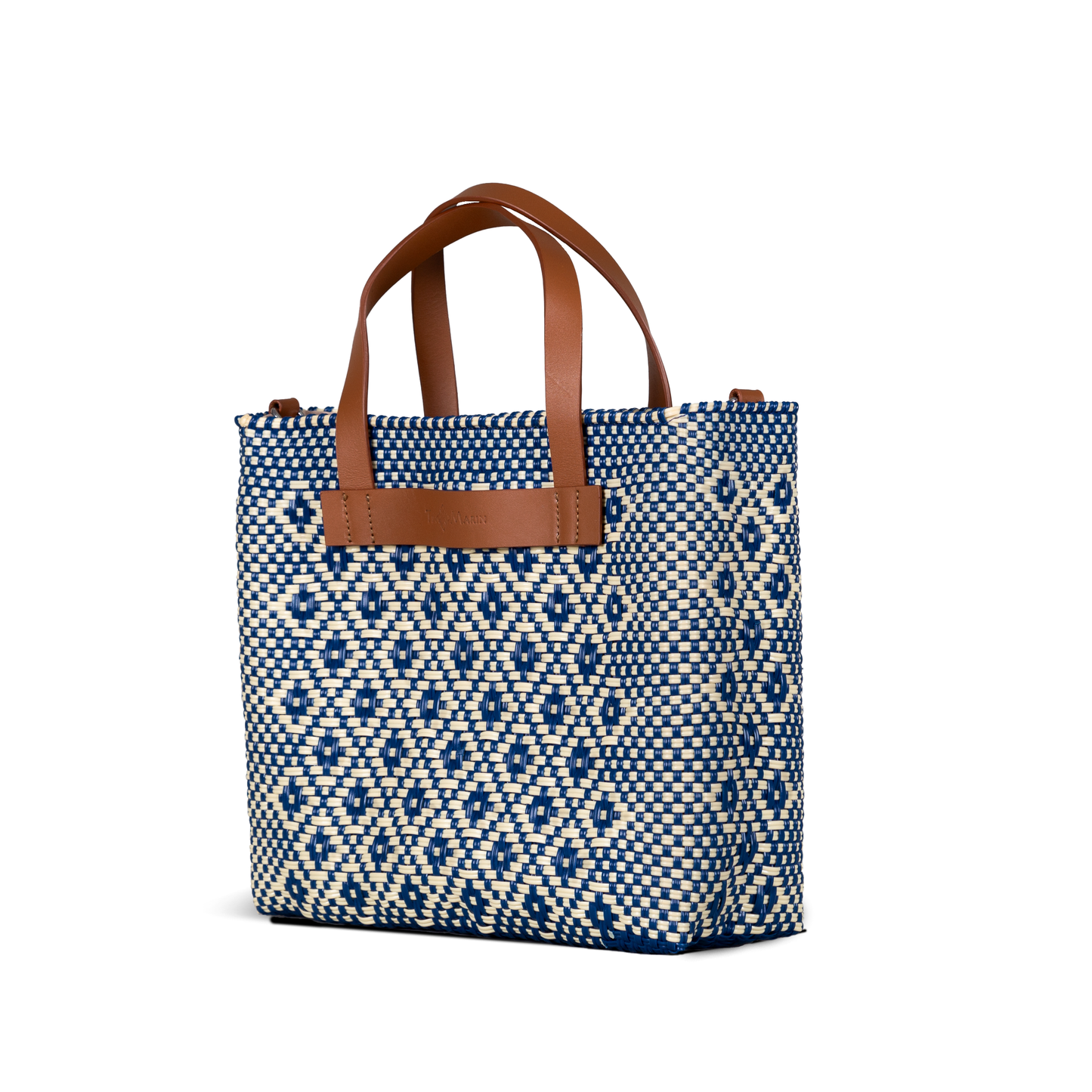 Large Tan Leather Woven Crossbody Bag Mixte