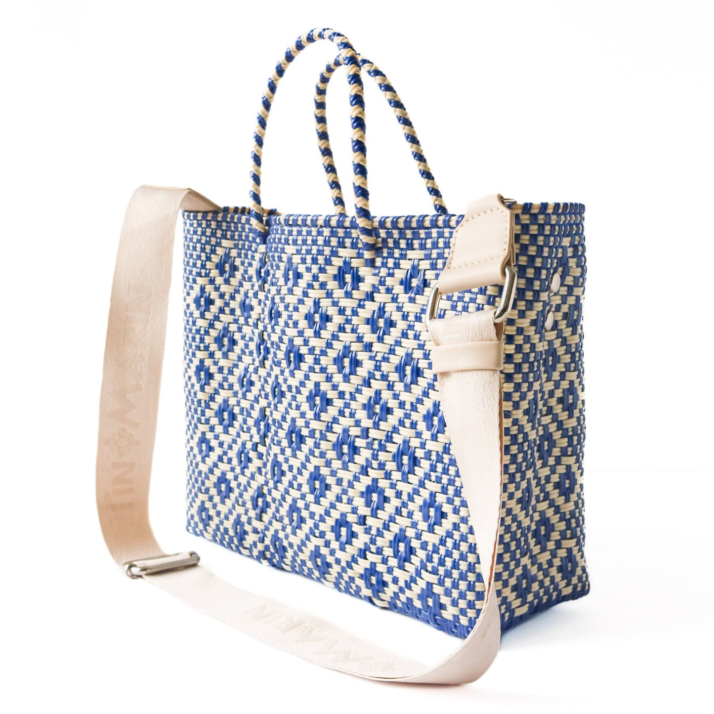 Medium Woven Resort Crossbody Bag Eco-Friendly Handwoven Tin Marin