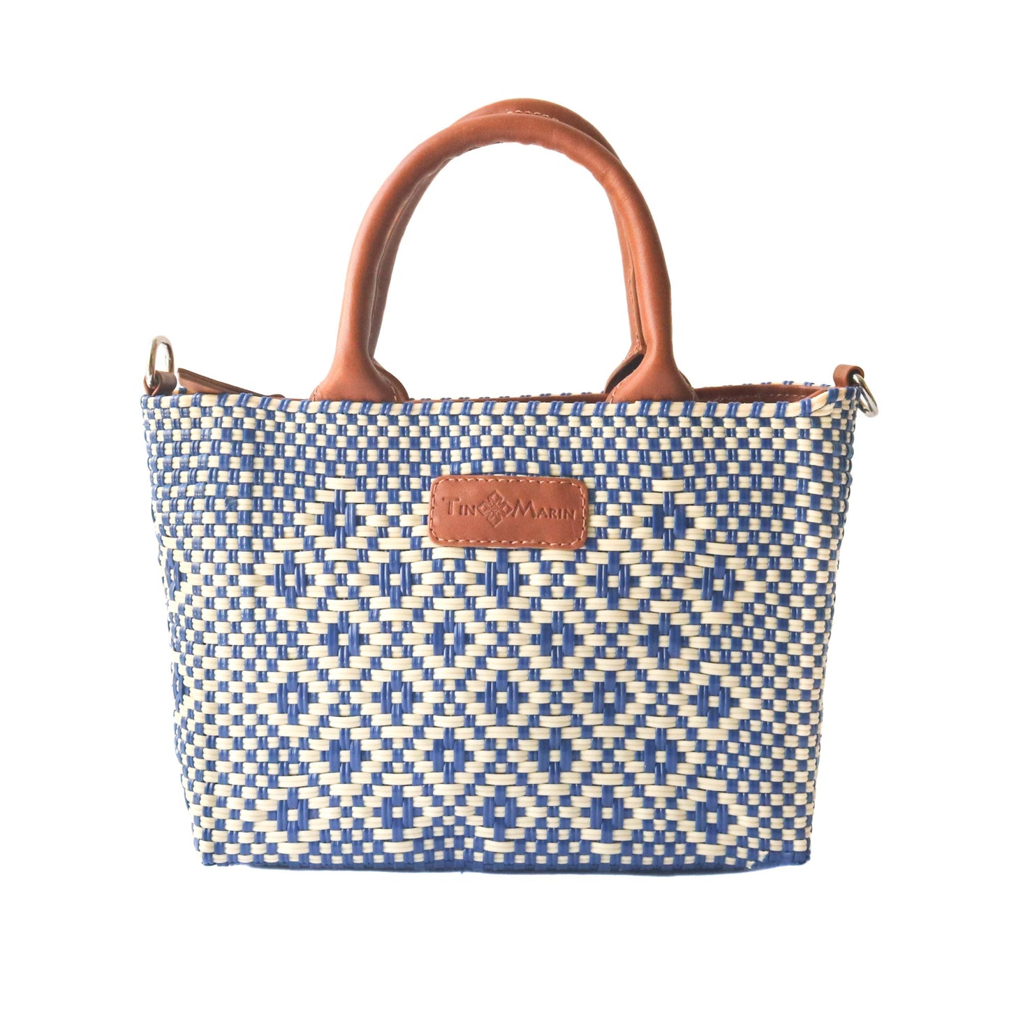 Small Woven Tan Leather Crossbody Bag Mixte