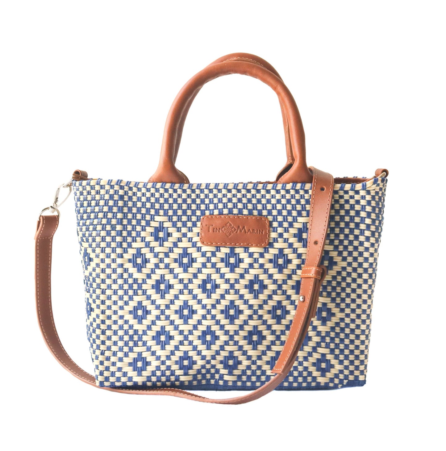 Small Woven Tan Leather Crossbody Bag Mixte