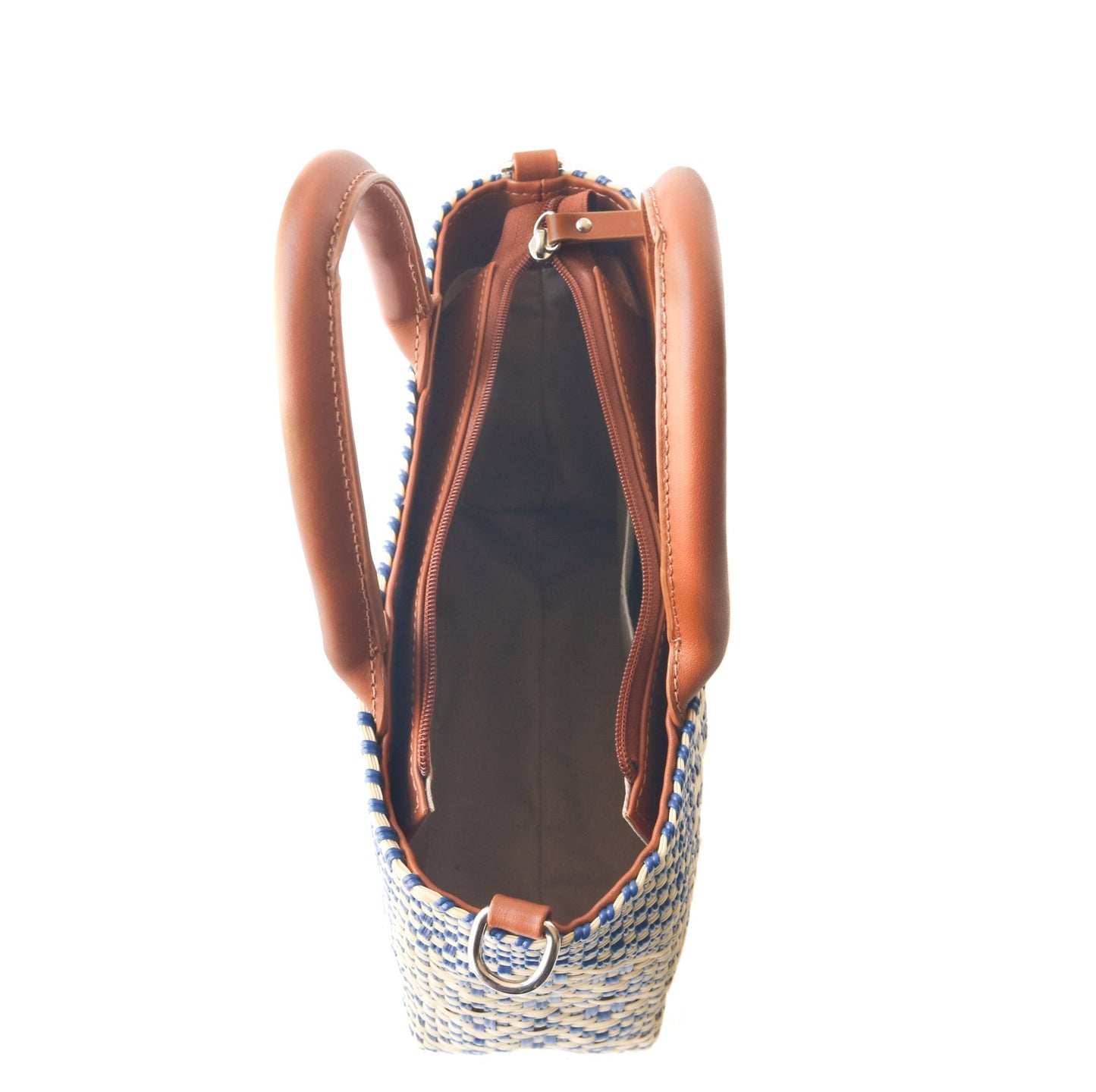 Small Woven Tan Leather Crossbody Bag Mixte