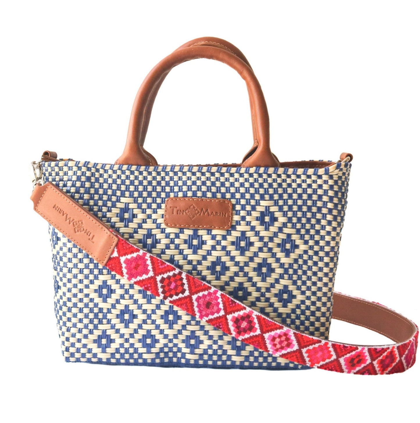 Woven Poppy Bag Strap with Leather Mai