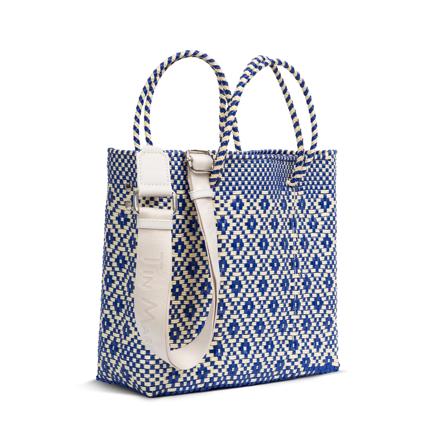 Mixte Large Blue and Beige Woven Crossbody Bag