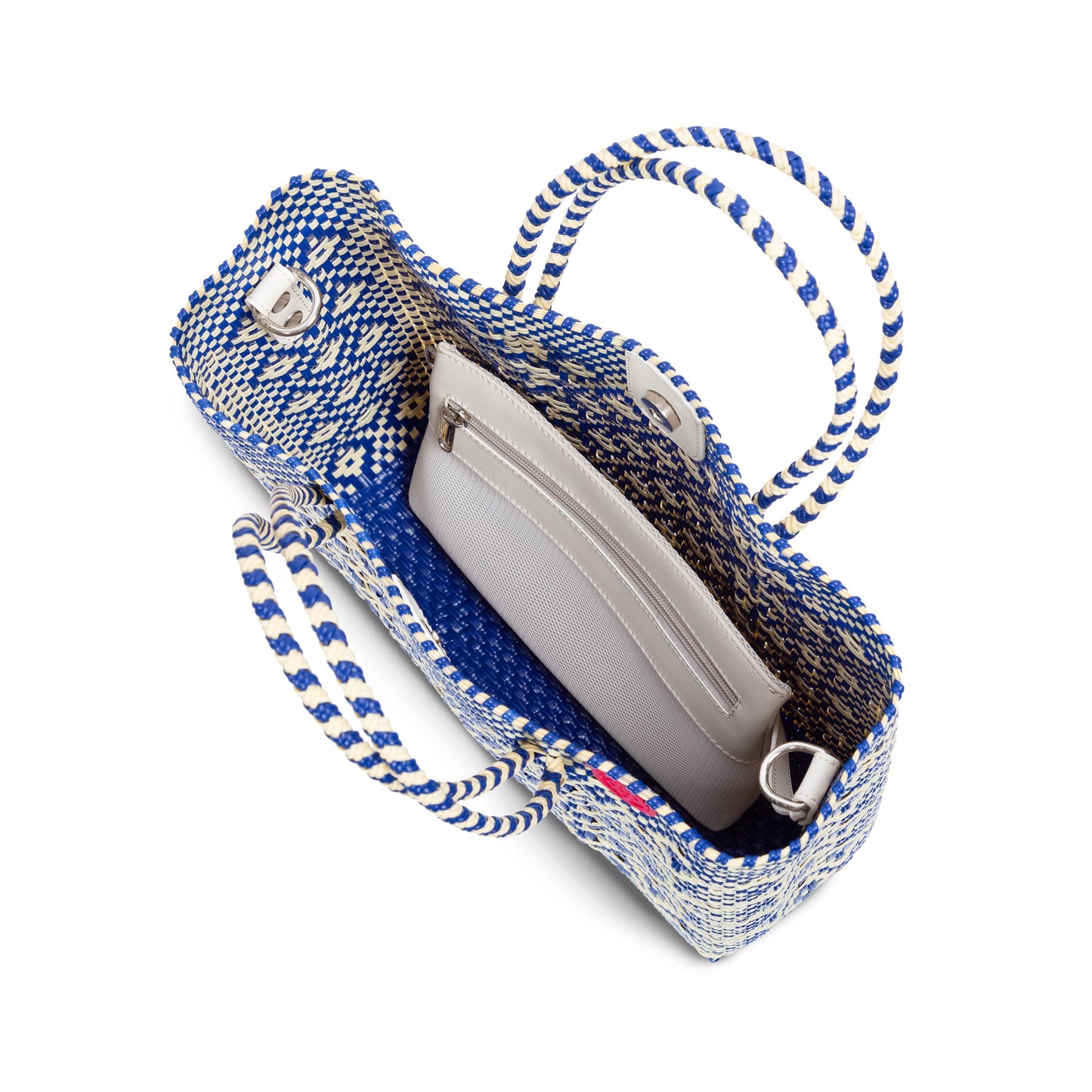 Mixte Large Blue and Beige Woven Crossbody Bag