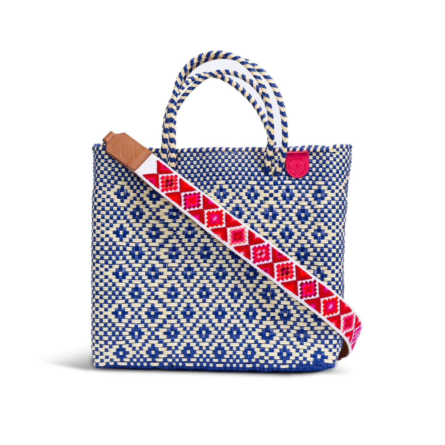 Mixte Large Blue and Beige Woven Crossbody Bag