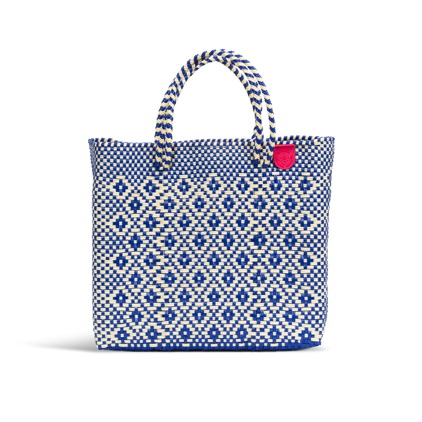 Mixte Large Blue and Beige Woven Crossbody Bag