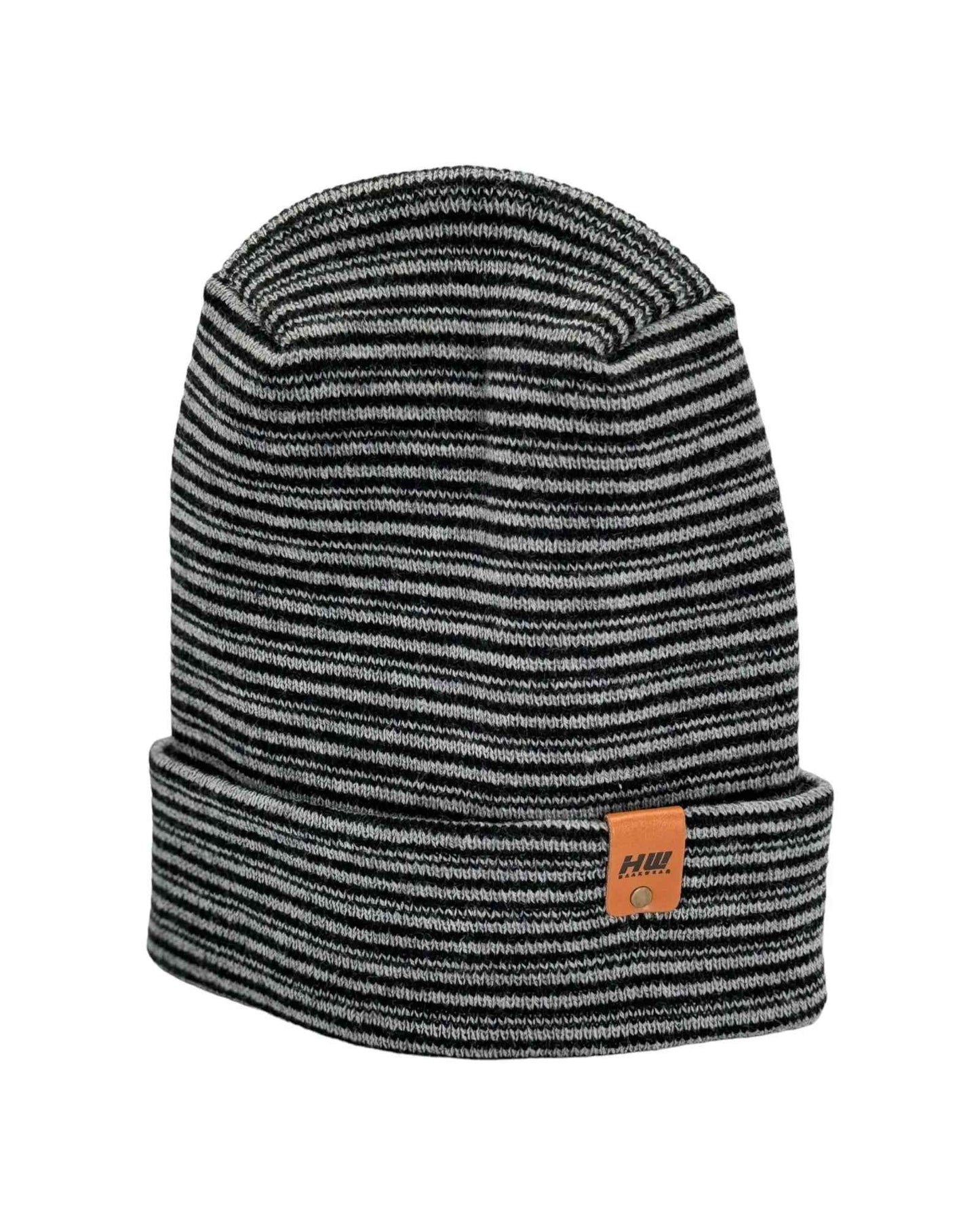 Modern H Stitch Contrast Cuffed Beanie (Patented Design) Black / Gray, Made in USA