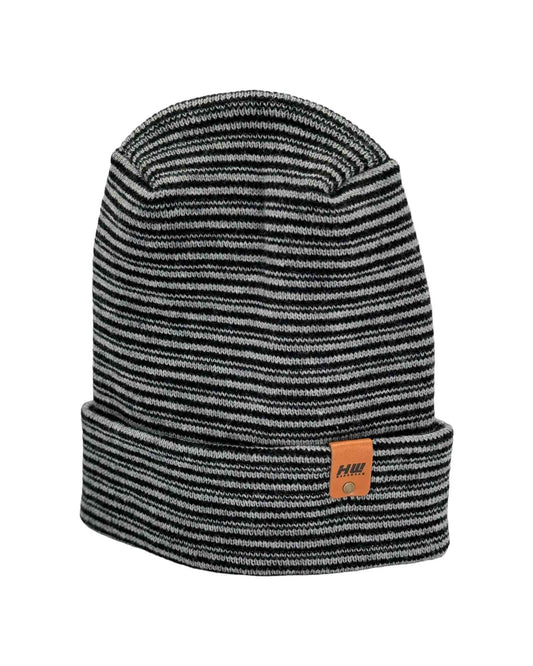 Modern H Stitch Contrast Cuffed Beanie (Patented Design) Black / Gray, Made in USA