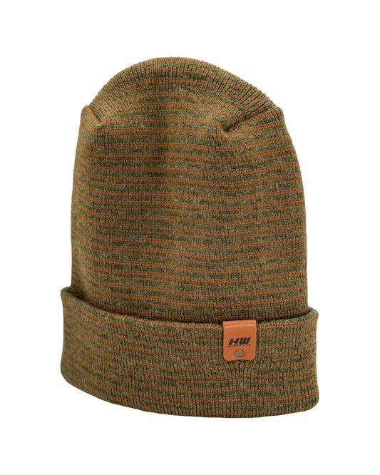 Modern H Stitch Contrast Cuffed Beanie (Patent Pending Design) Brown / Green, Made in USA