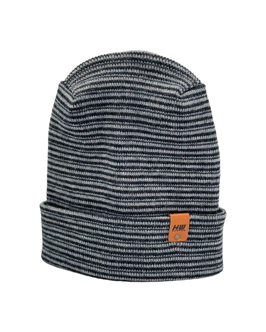 Modern H Stitch Contrast Cuffed Beanie (Patented Design) Gray / Denim, Made in USA