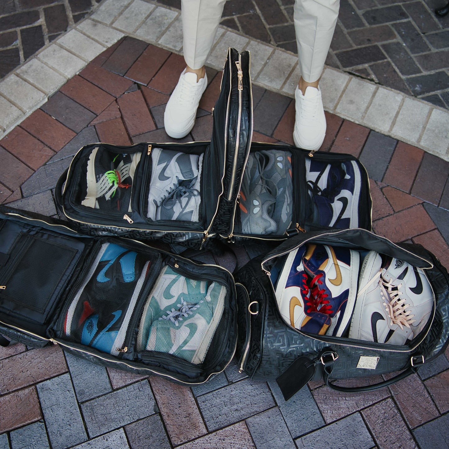 Monogram Leather Signature Backpack, Commuter and Duffle Bag Set