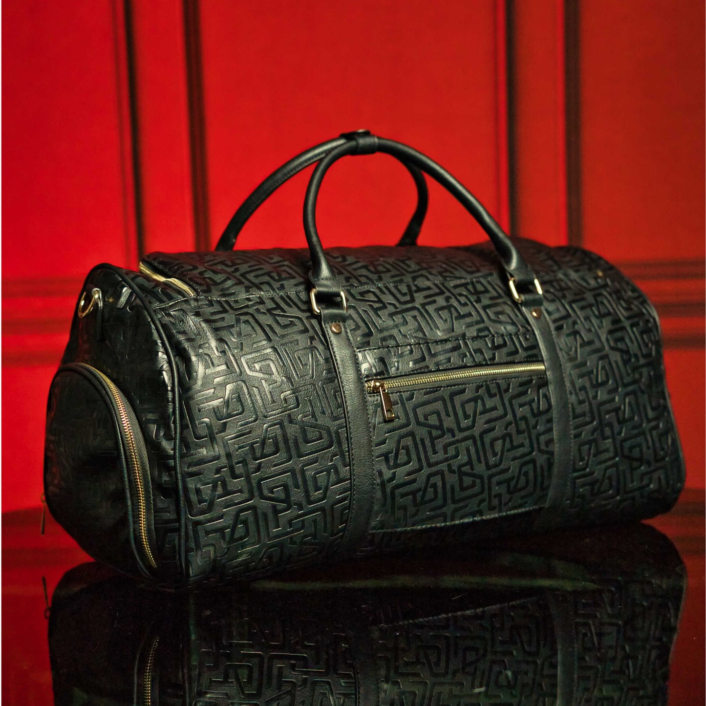Monogram Leather Roller Bag Set Signature Roller and Duffle