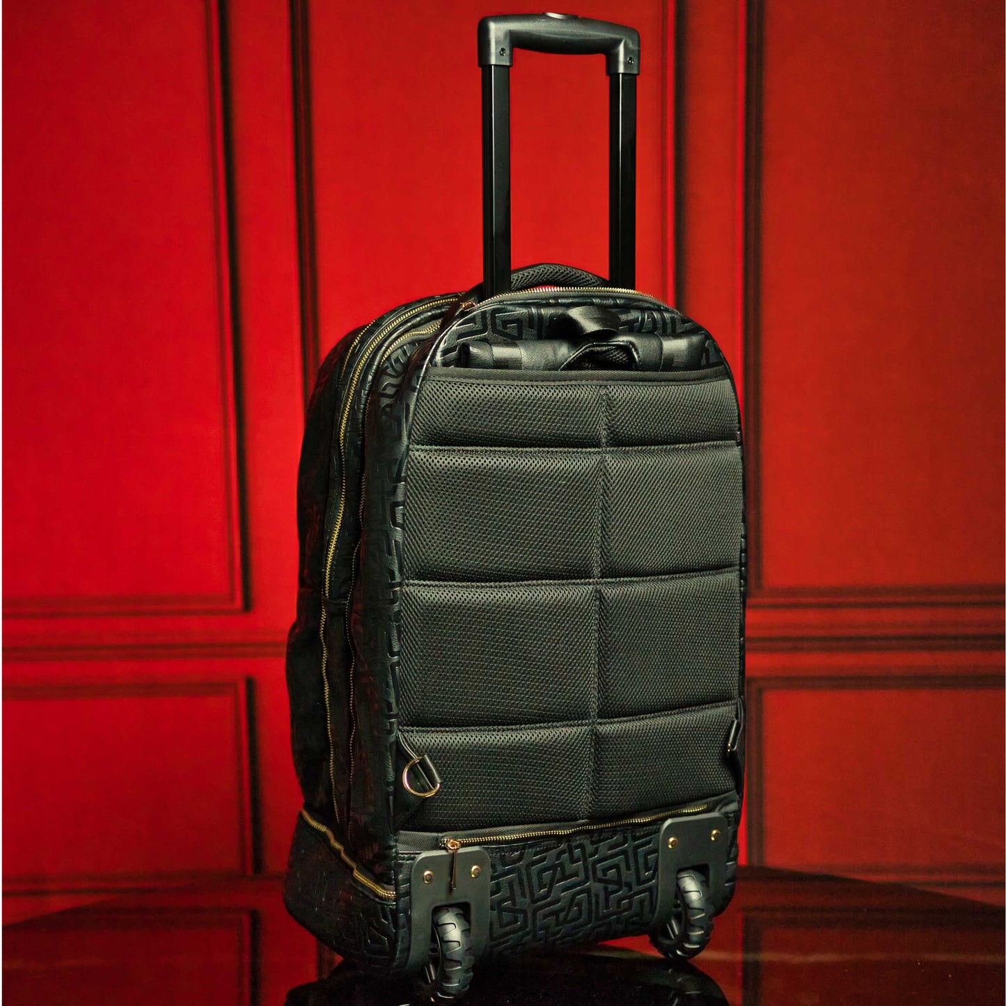 Black Monogram Leather Carry-On Roller Bag TSA-Approved Sole Premise