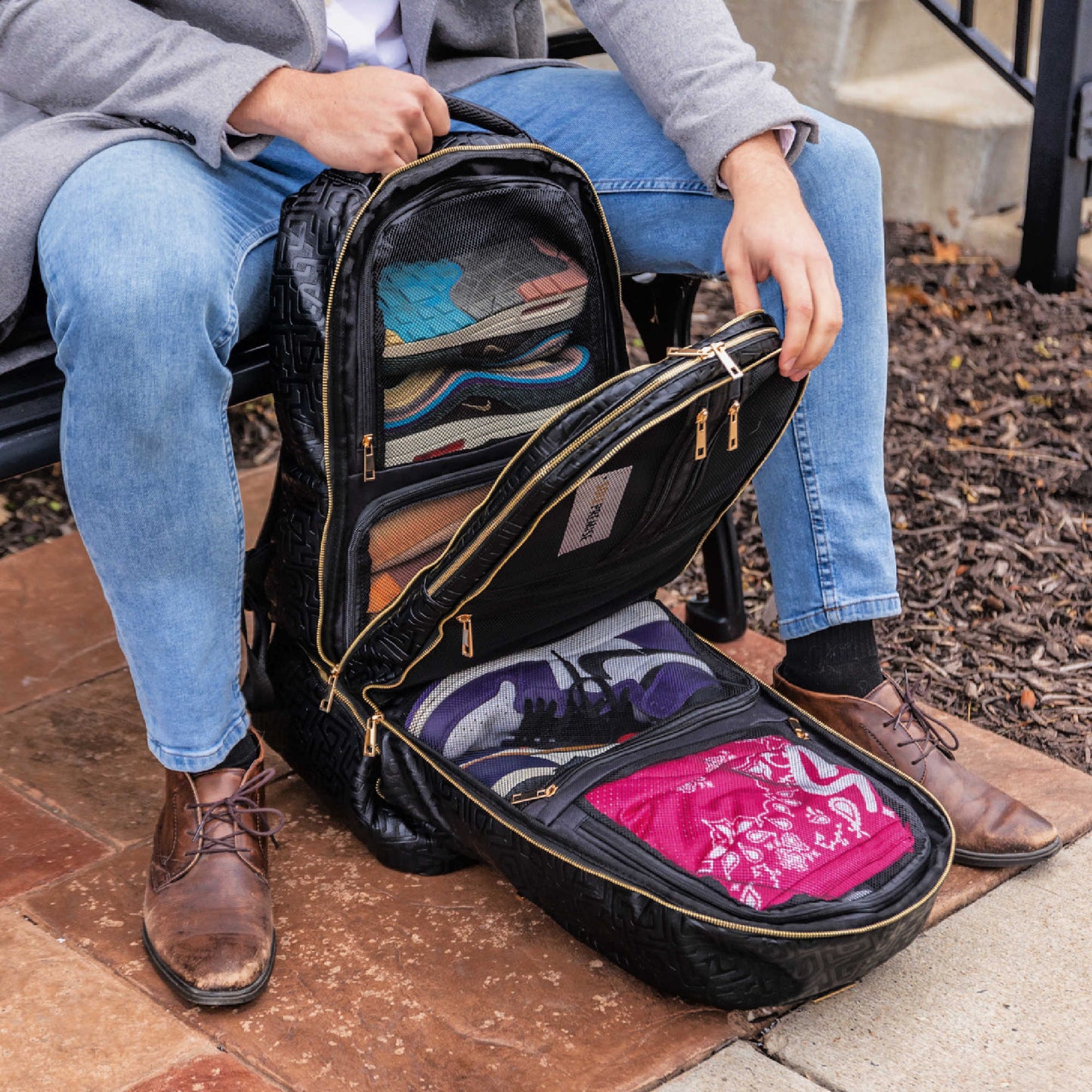 Black Monogram Patented Leather Carry-On Backpack Sole Premise