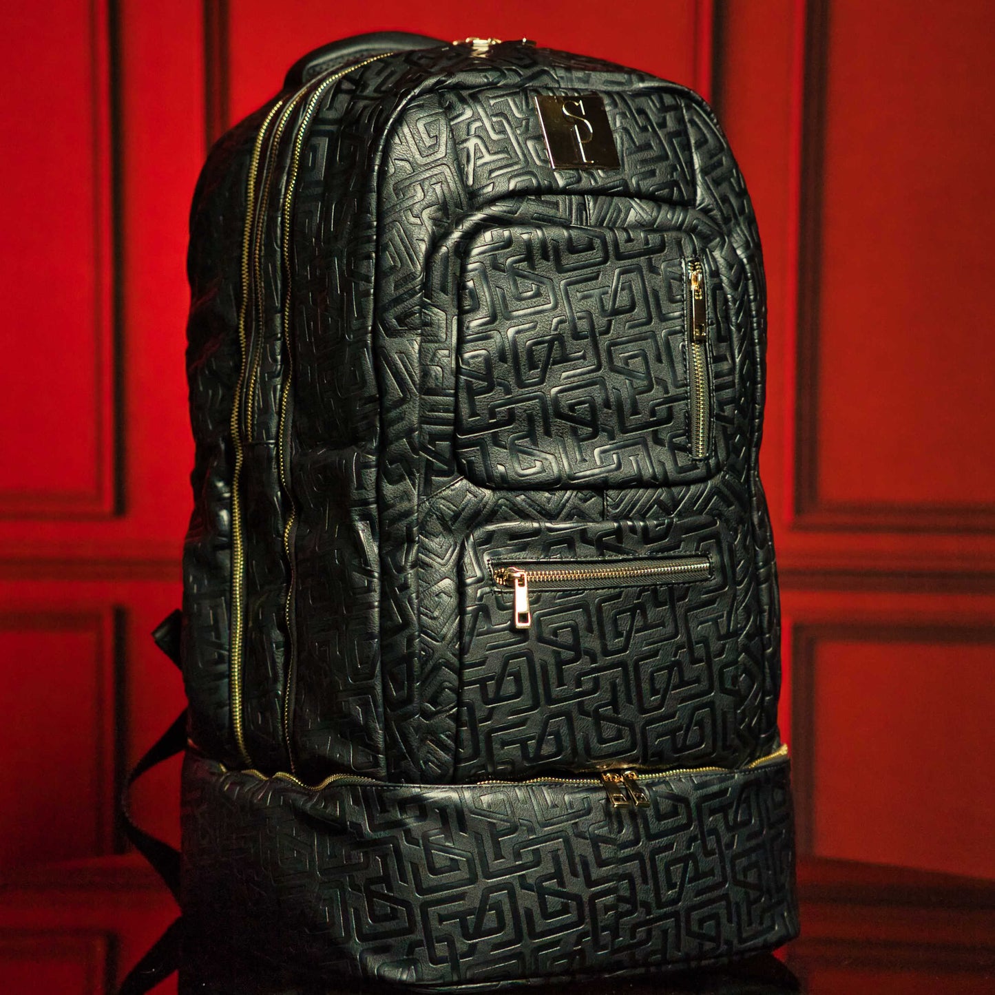 Black Monogram Patented Leather Carry-On Backpack Sole Premise