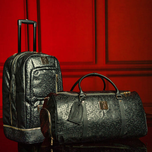 Monogram Leather Roller Bag Set Signature Roller and Duffle
