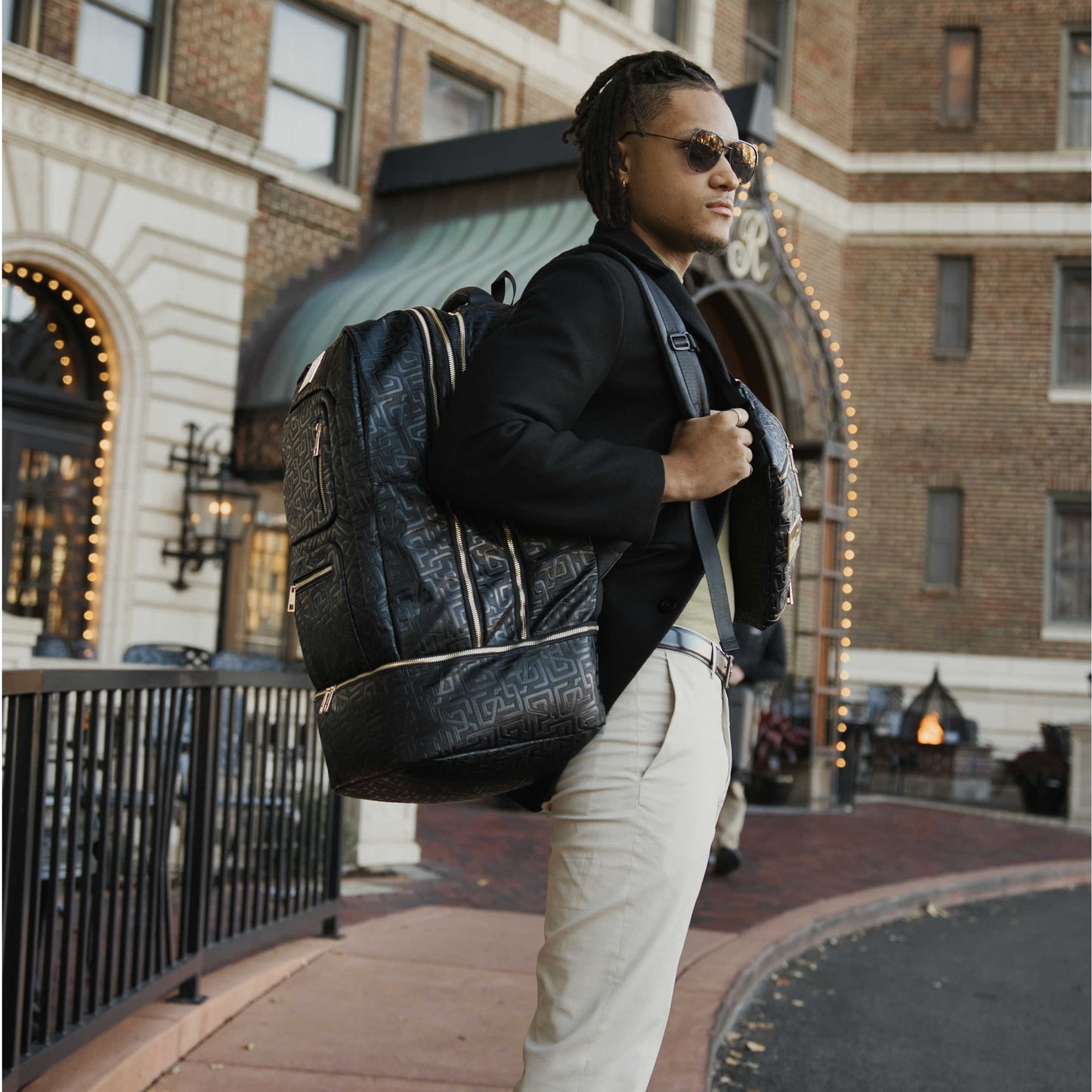 Black Monogram Patented Leather Carry-On Backpack Sole Premise