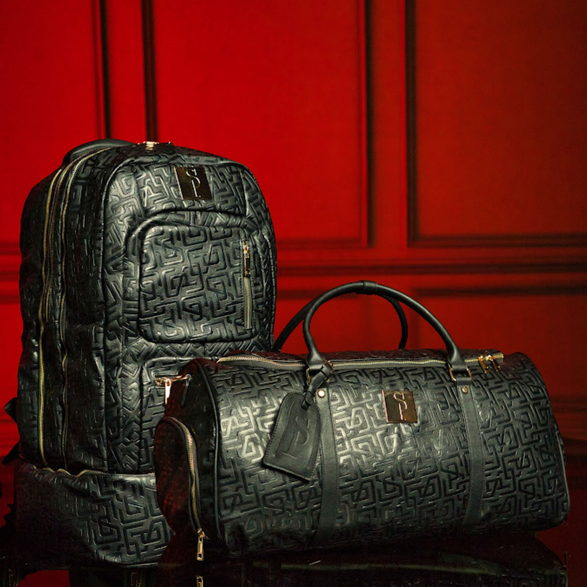 Monogram Leather Signature Bag Set Signature and Duffle