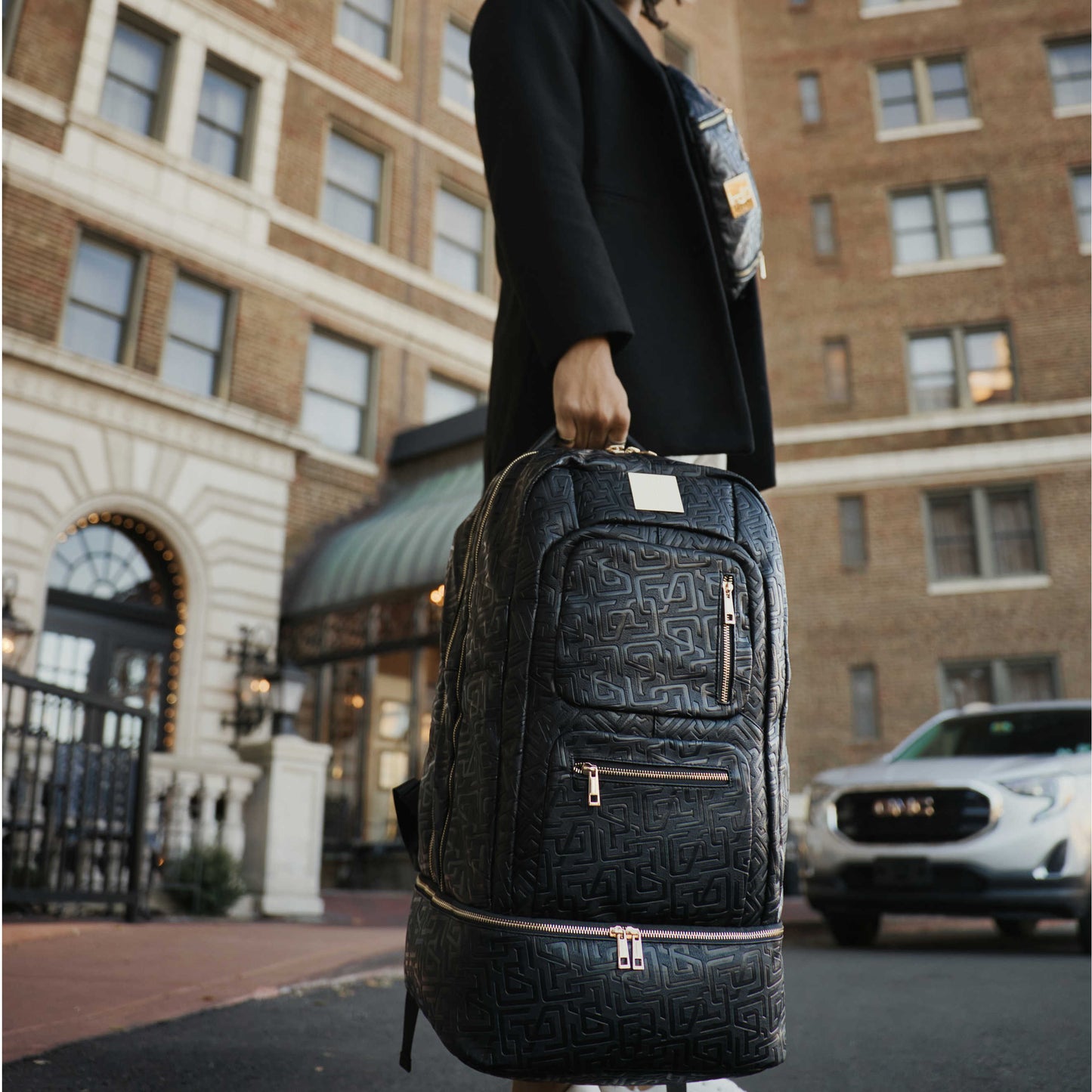 Black Monogram Patented Leather Carry-On Backpack Sole Premise