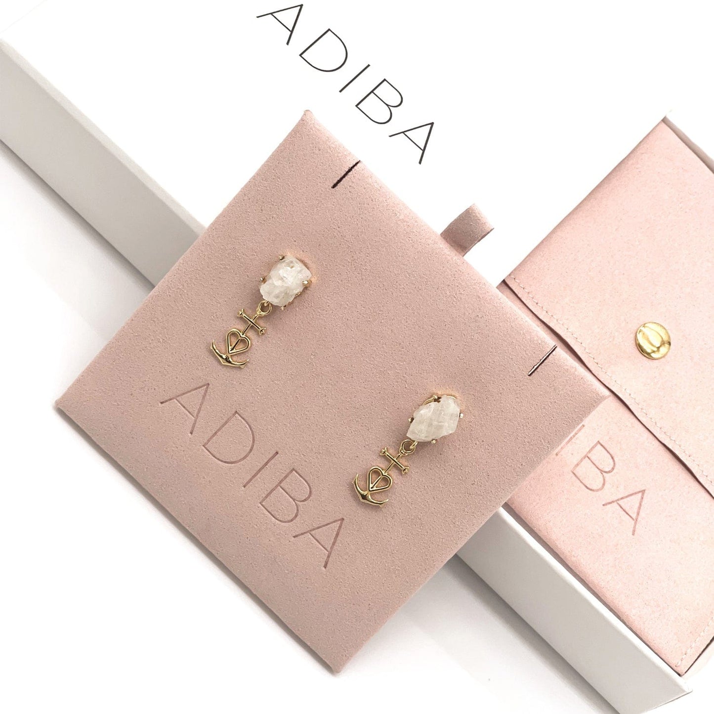 Heart Anchored 22k Gold Plated Moonstone Earring ADIBA