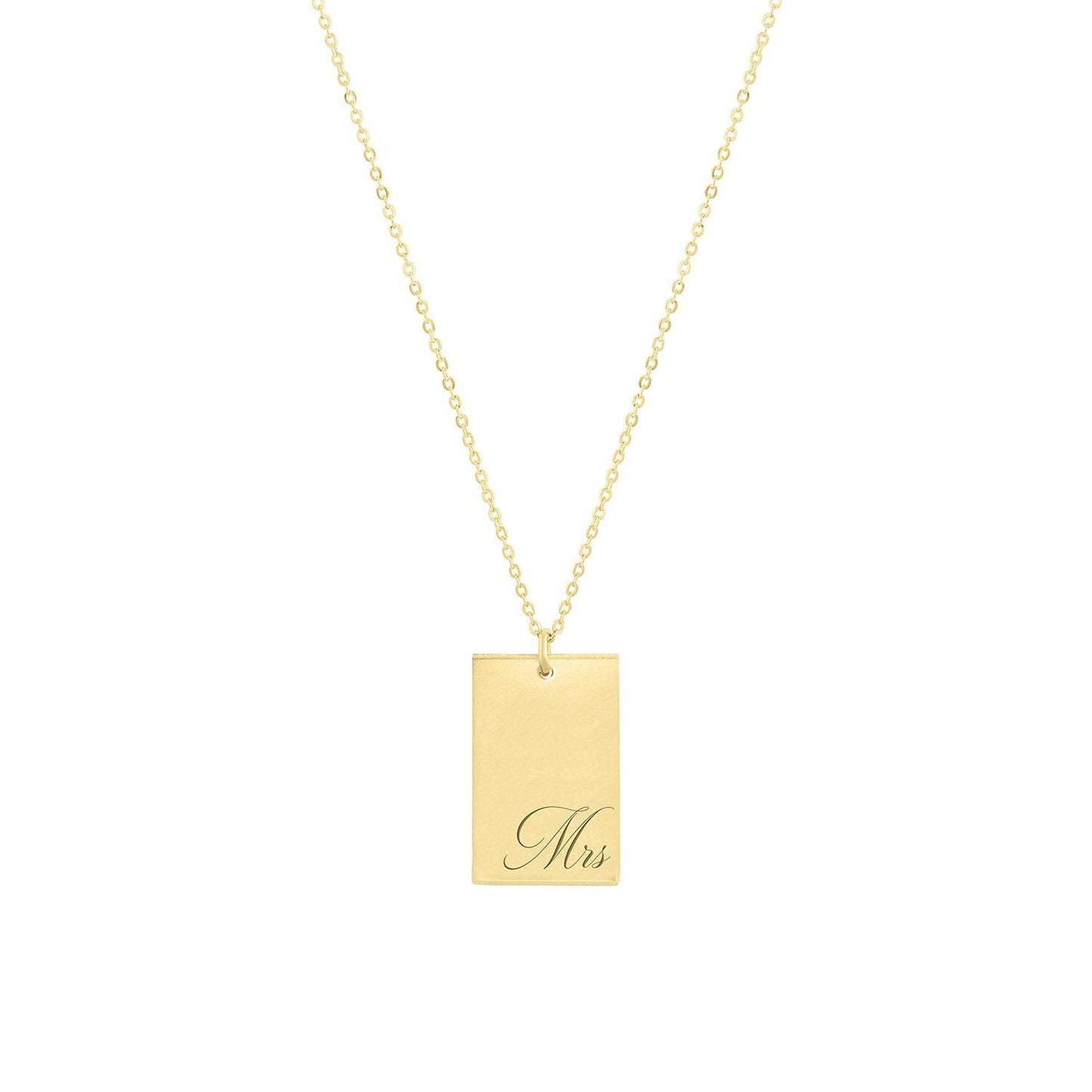 14k Gold Filled Laser Engraved Rectangle Pendant Necklace Mrs Stella