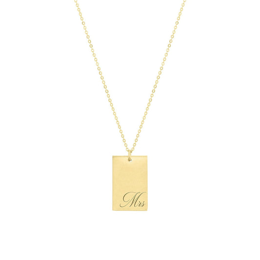14k Gold Filled Laser Engraved Rectangle Pendant Necklace Mrs Stella