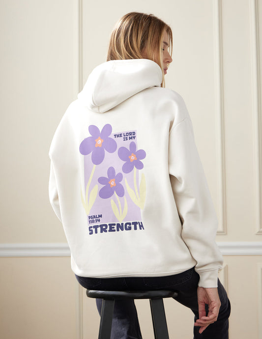 Floral Unisex Hoodie Nimbus Cloud My Strength