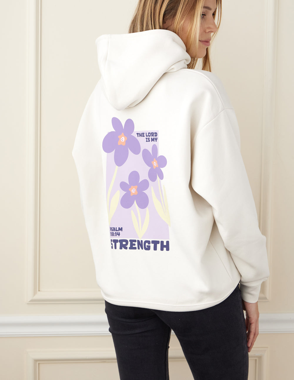Floral Unisex Hoodie Nimbus Cloud My Strength