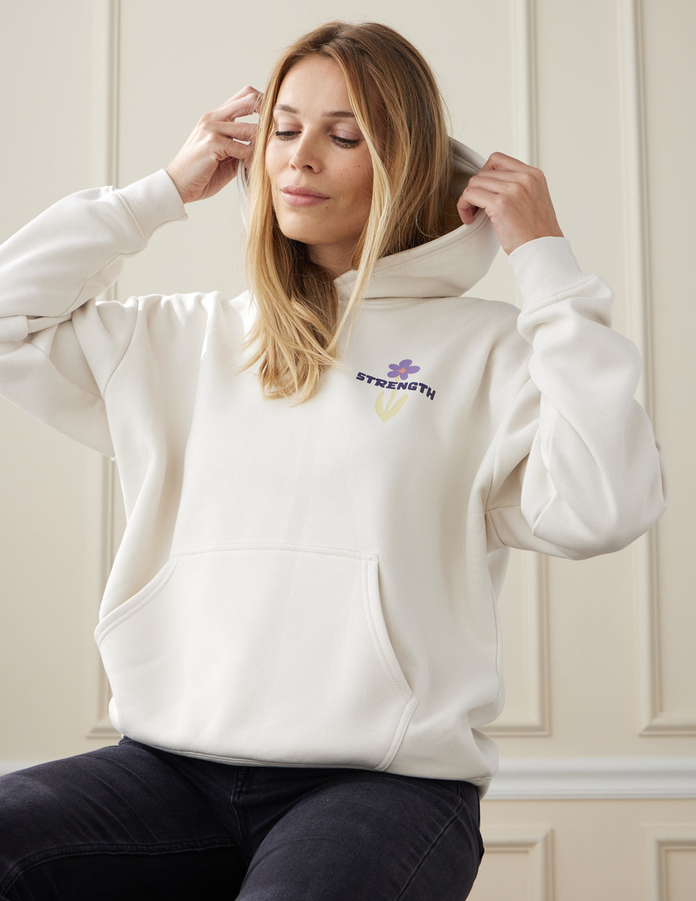 Floral Unisex Hoodie Nimbus Cloud My Strength