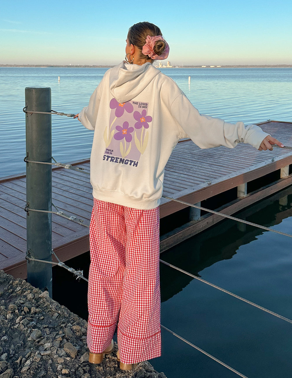Floral Unisex Hoodie Nimbus Cloud My Strength